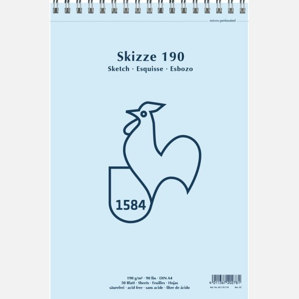 Hahnemhle Sketchpad 190g A4 - m/spiralryg