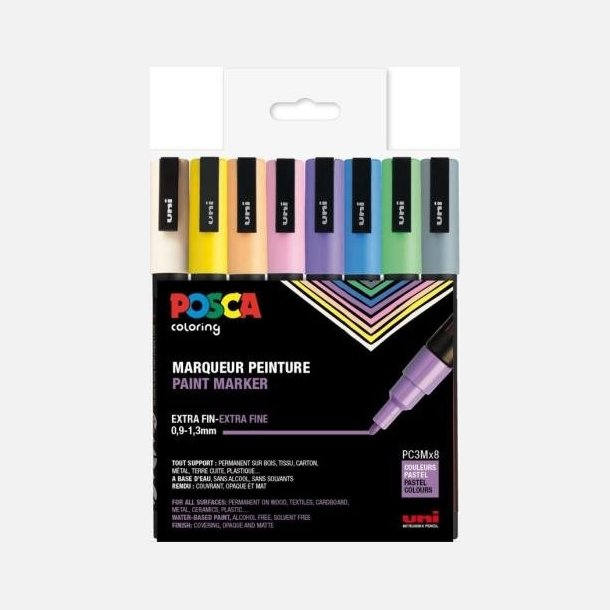 Posca st 3M - Pastel farver - 8 stk