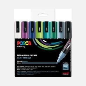 Posca st 5M - Kolde farver - 8 stk