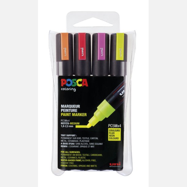 Posca st 5M - Neon farver - 4 stk