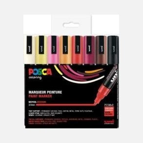 Posca st 5M - Varme farver - 8 stk